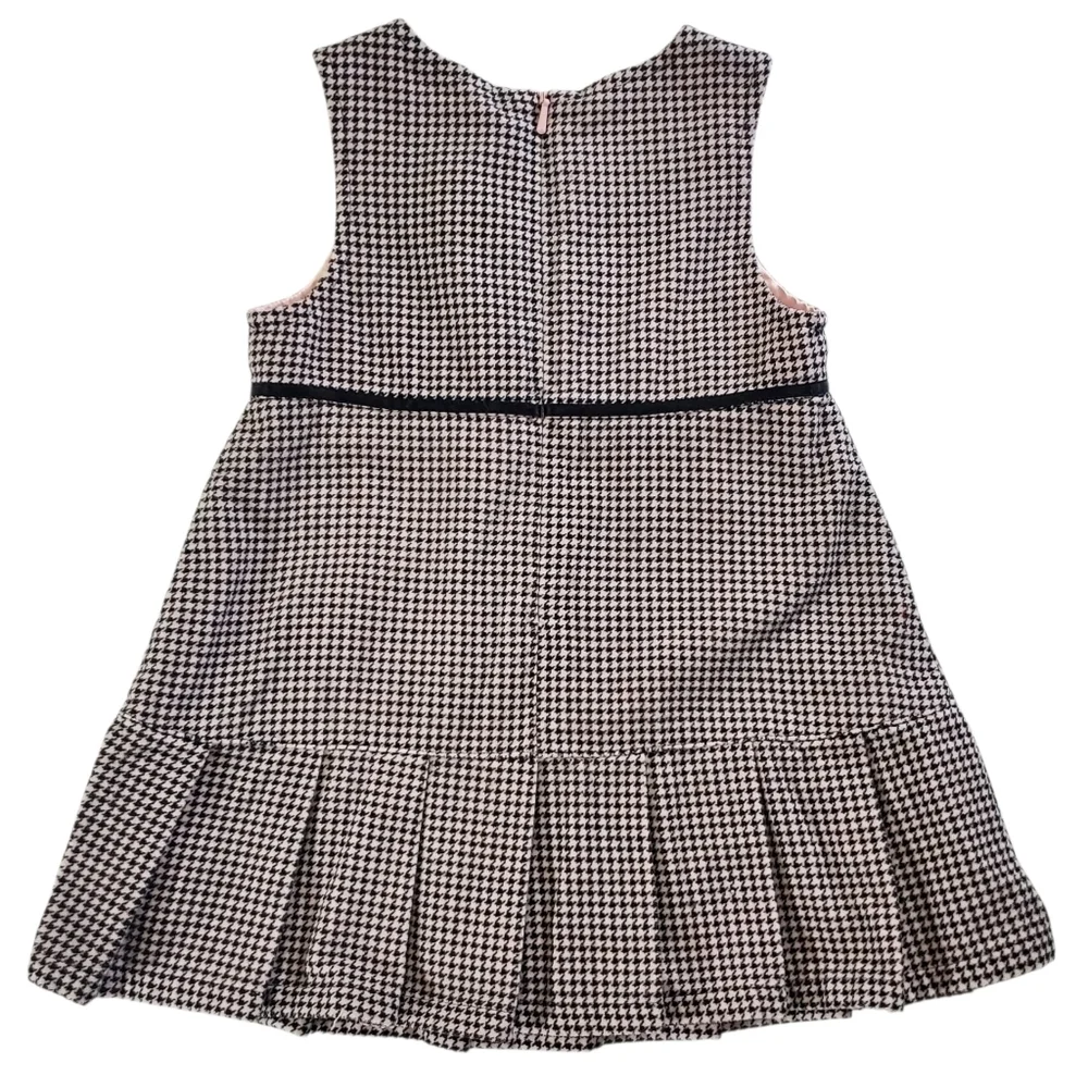 1195 * Gymboree City Sidewalk Houndstooth Jumper Dress Black White Size 12/18M